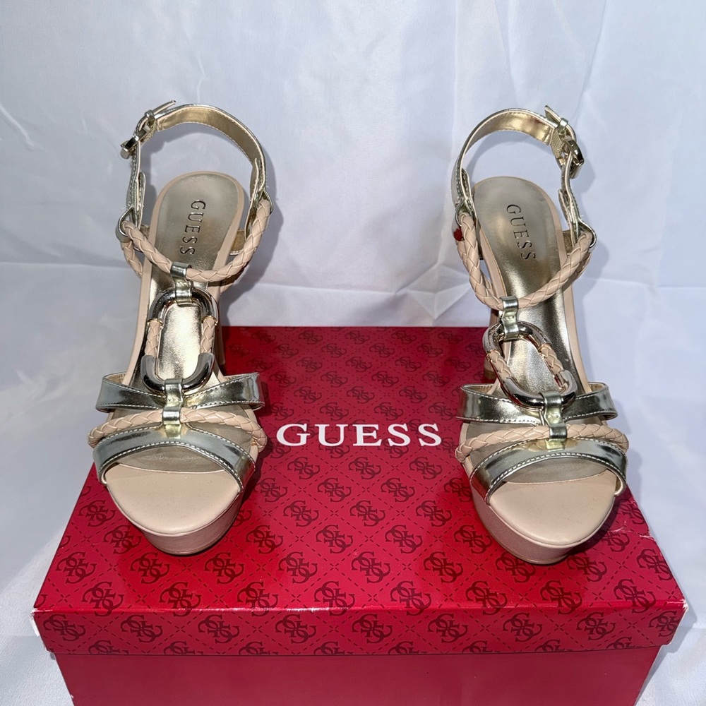 Guess Women's Gold Strappy Heels. Size 7.5